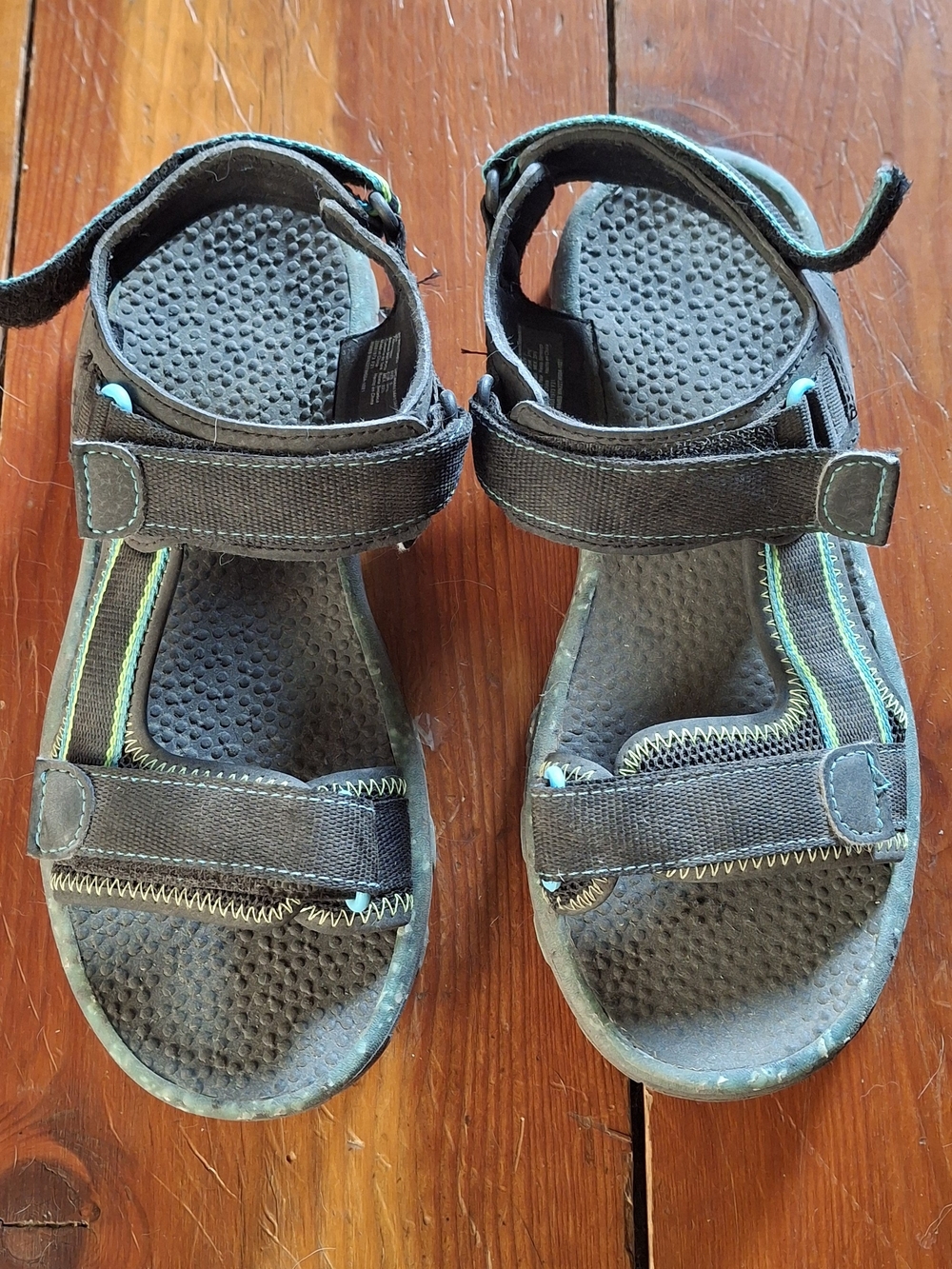 Kids Brown and Teal Adjustable Outdoor Sandals